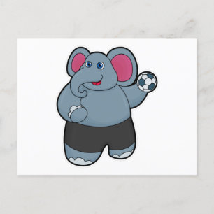 Elephant als handballspeler met handbal briefkaart
