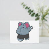 Elephant als handballspeler met handbal briefkaart (Staand voorkant)
