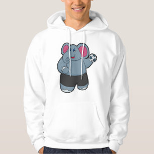 Elephant als handballspeler met handbal hoodie