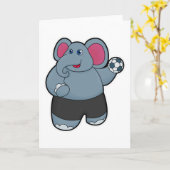 Elephant als handballspeler met handbal kaart (Gele Bloem)