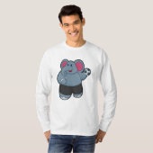 Elephant als handballspeler met handbal t-shirt (Voorkant volledig)