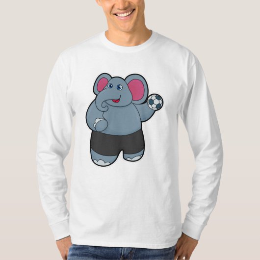 Elephant als handballspeler met handbal t-shirt (Voorkant)