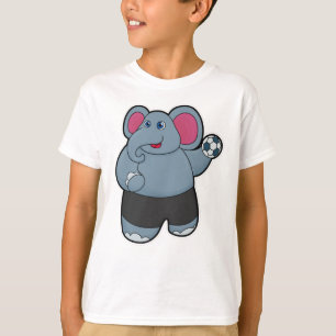 Elephant als handballspeler met handbal t-shirt