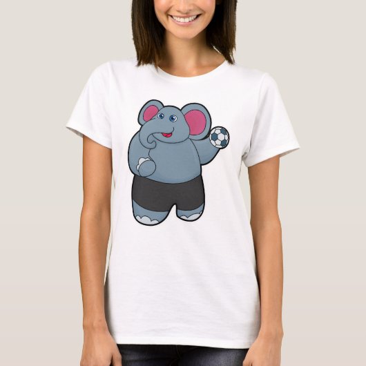 Elephant als handballspeler met handbal t-shirt (Voorkant)