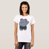 Elephant als handballspeler met handbal t-shirt (Voorkant volledig)