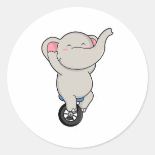 Elephant als kunstenaar in Circus met banden Ronde Sticker