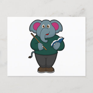 Elephant als leraar met boek en wijzer briefkaart