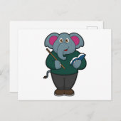 Elephant als leraar met boek en wijzer briefkaart (Voorkant / Achterkant)