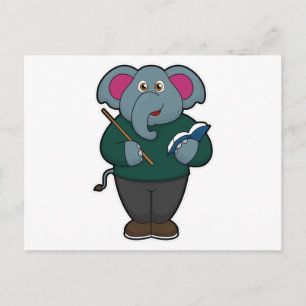 Elephant als leraar met boek en wijzer briefkaart