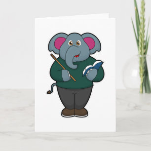 Elephant als leraar met boek en wijzer kaart