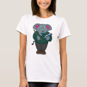 Elephant als leraar met boek en wijzer t-shirt (Voorkant)