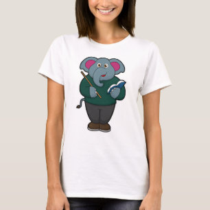 Elephant als leraar met boek en wijzer t-shirt