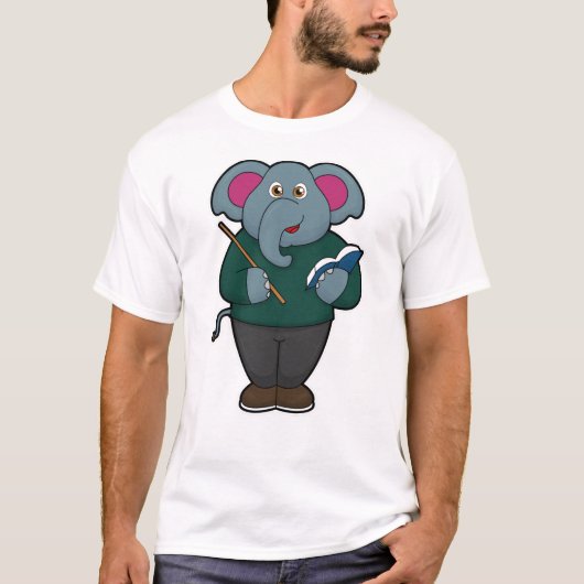 Elephant als leraar met boek en wijzer t-shirt (Voorkant)
