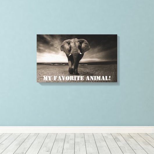 Elephant als mijn favoriete dier! canvas afdruk (Insitu (Houten vloer))
