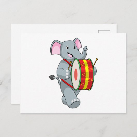 Elephant als muzikant met rum briefkaart (Voorkant / Achterkant)