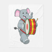 Elephant als muzikant met rum fleece deken (Voorkant)