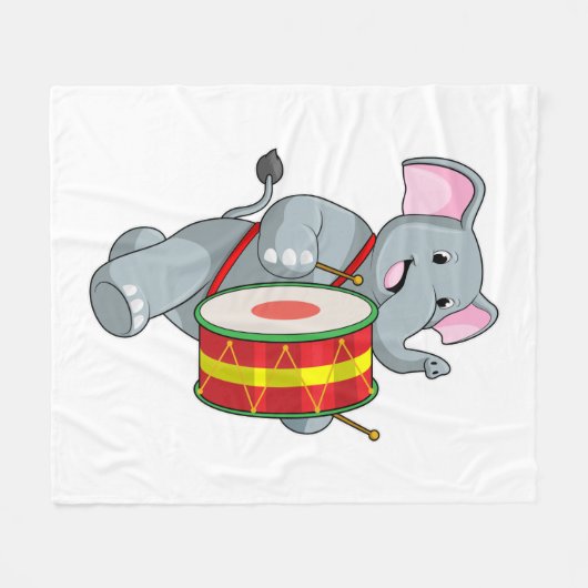Elephant als muzikant met rum fleece deken (Voorkant (Horizontaal))