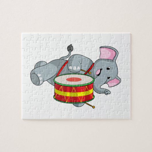 Elephant als muzikant met rum legpuzzel (Horizontaal)