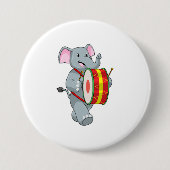 Elephant als muzikant met rum ronde button 7,6 cm (Voorkant)
