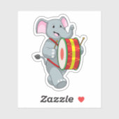 Elephant als muzikant met rum sticker (Vel)