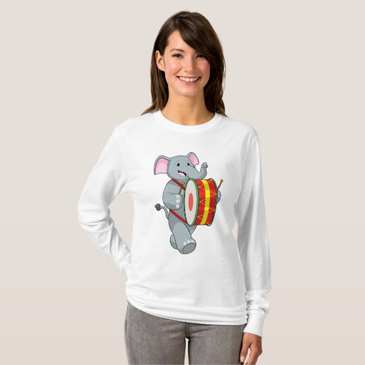 Elephant als muzikant met rum t-shirt (Voorkant volledig)