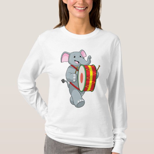 Elephant als muzikant met rum t-shirt (Voorkant)