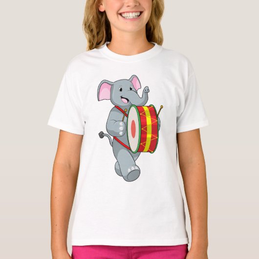 Elephant als muzikant met rum t-shirt (Voorkant)