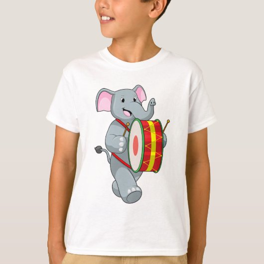 Elephant als muzikant met rum t-shirt (Voorkant)