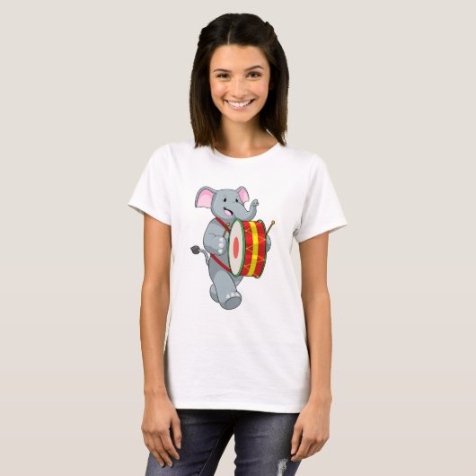 Elephant als muzikant met rum t-shirt (Voorkant volledig)