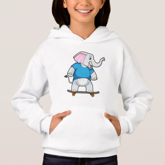 Elephant als Skater met Skateboard (Voorkant)