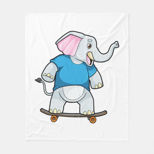 Elephant als Skater met Skateboard Fleece Deken (Voorkant)