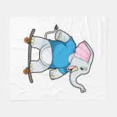 Elephant als Skater met Skateboard Fleece Deken (Voorkant (Horizontaal))