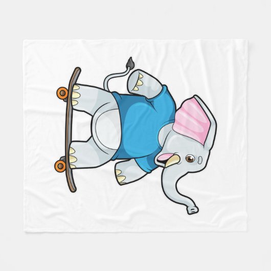 Elephant als Skater met Skateboard Fleece Deken (Voorkant (Horizontaal))