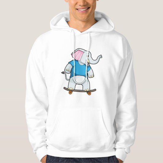 Elephant als Skater met Skateboard Hoodie (Voorkant)