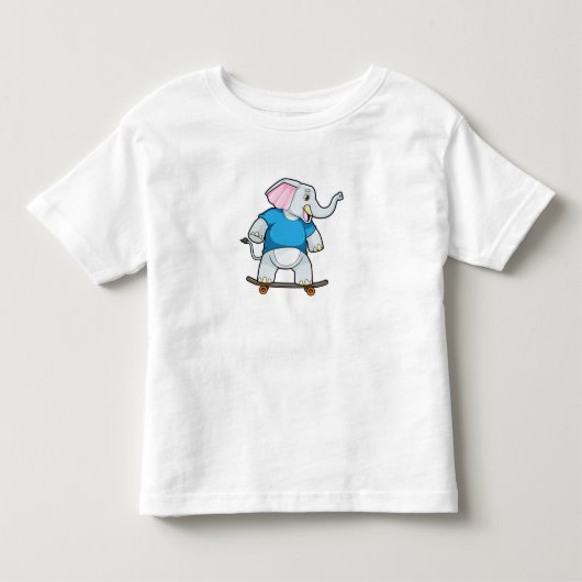 Elephant als Skater met Skateboard Kinder Shirts (Voorkant)