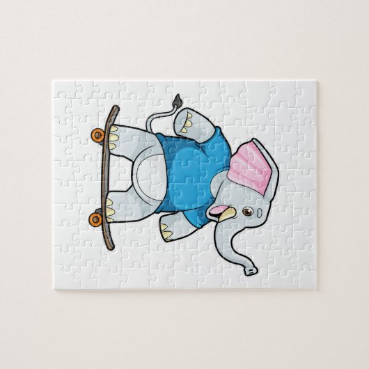 Elephant als Skater met Skateboard Legpuzzel (Horizontaal)