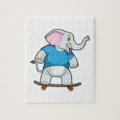 Elephant als Skater met Skateboard Legpuzzel (Verticaal)
