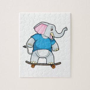 Elephant als Skater met Skateboard Legpuzzel