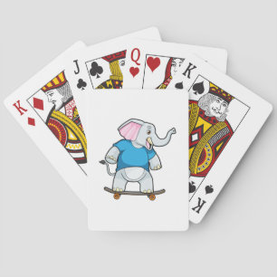 Elephant als Skater met Skateboard Pokerkaarten