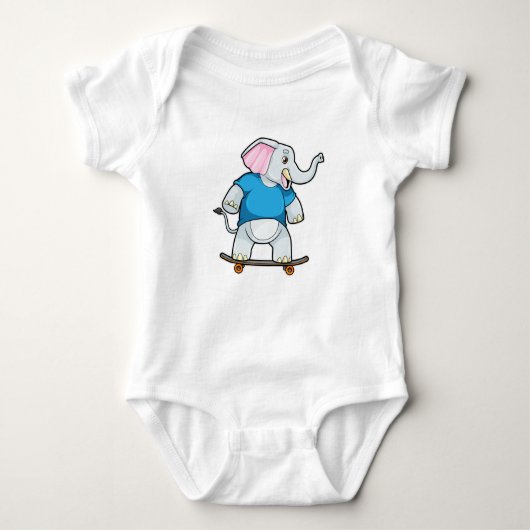 Elephant als Skater met Skateboard Romper (Voorkant)