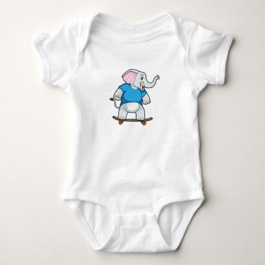 Elephant als Skater met Skateboard Romper (Voorkant)