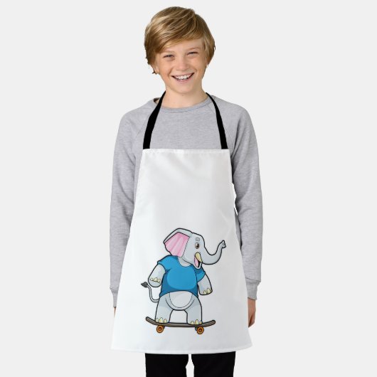 Elephant als Skater met Skateboard Schort (Gedragen)