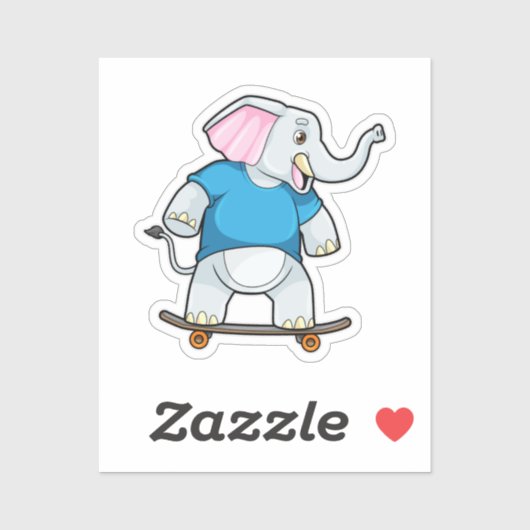 Elephant als Skater met Skateboard Sticker (Vel)
