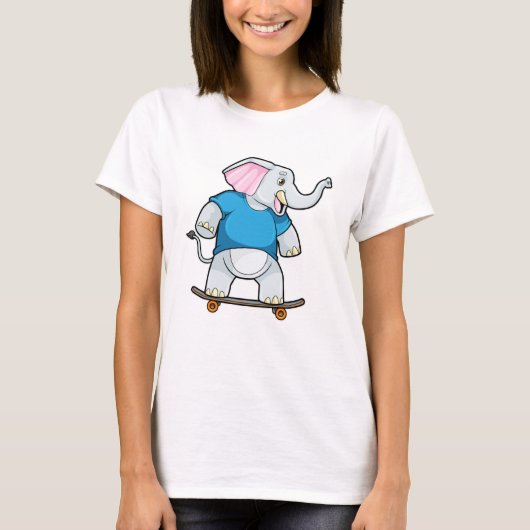 Elephant als Skater met Skateboard T-shirt (Voorkant)
