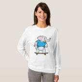 Elephant als Skater met Skateboard T-shirt (Voorkant volledig)