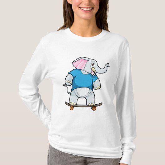 Elephant als Skater met Skateboard T-shirt (Voorkant)
