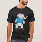 Elephant als Skater met Skateboard T-shirt (Voorkant)