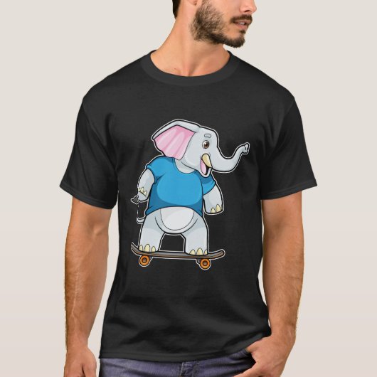 Elephant als Skater met Skateboard T-shirt (Voorkant)