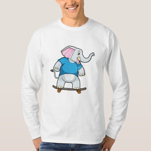 Elephant als Skater met Skateboard T-shirt (Voorkant)