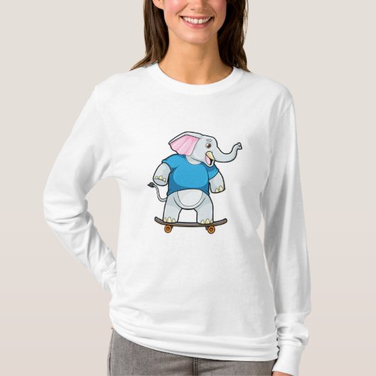 Elephant als Skater met Skateboard T-shirt (Voorkant)
